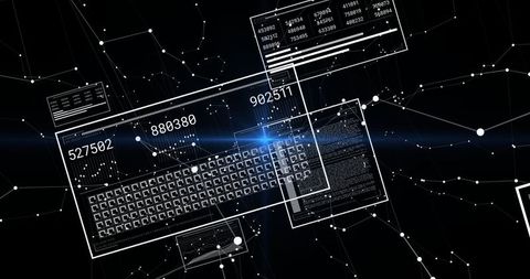 Futuristic digital data interface displaying network connections