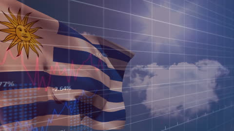 Uruguayan Flag Embedded with Financial Data Visualization