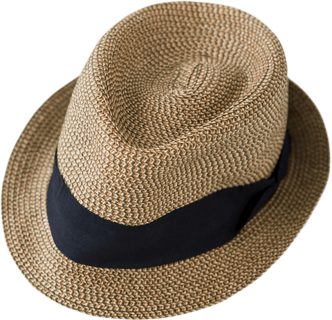 Straw trilby hat on transparent background for stylish summer vibes