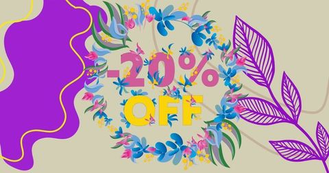 20% Off Sale Highlight with Floral and Retro Design - Download Free Stock Images Pikwizard.com