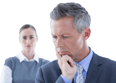 Focused Business Professionals on Transparent Background