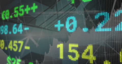 Futuristic Digital Stock Market Display With Dynamic Statistics