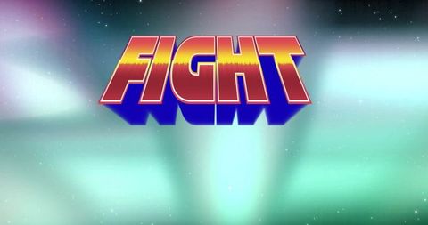 Retro Futuristic FIGHT Typography in Cosmic Backdrop