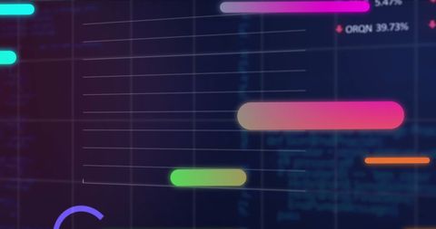 Abstract digital dataset overlays with holographic charts