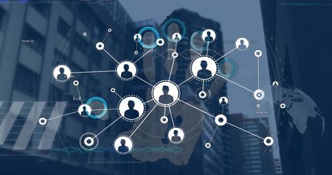 Digital Networking Connecting Profiles in Urban Technological Landscape - Download Free Stock Images Pikwizard.com
