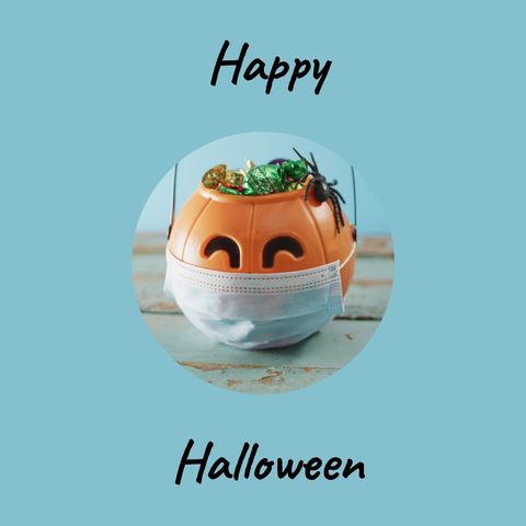 halloween pumpkin masked with candy and spider decoration - Download Free Stock Templates Pikwizard.com