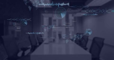 Holographic Financial Data in Modern Office Interior