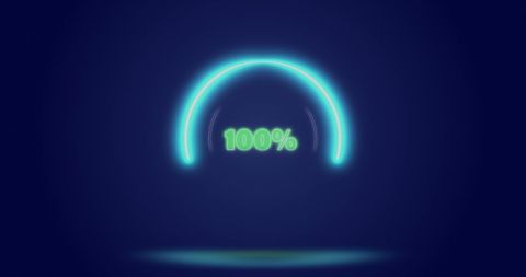 Glowing Loading Circle Reaching 100 Percent Completeness - Download Free Stock Images Pikwizard.com