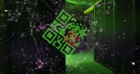QR Code and Digital Network in Futuristic Server Room - Download Free Stock Images Pikwizard.com