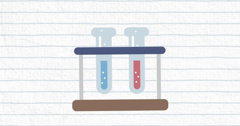 Chemistry test tubes on lined notebook background