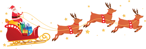 Santa Claus in Sleigh with Reindeers Transparent Background