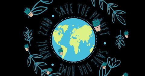 Save the Planet Earth Day Illustration with Globe and Plants