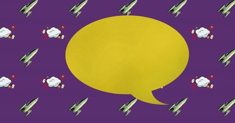 Vibrant speech bubble on space-themed background