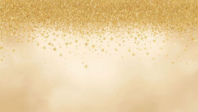 Golden star confetti cascading over warm beige gradient background for luxury design
