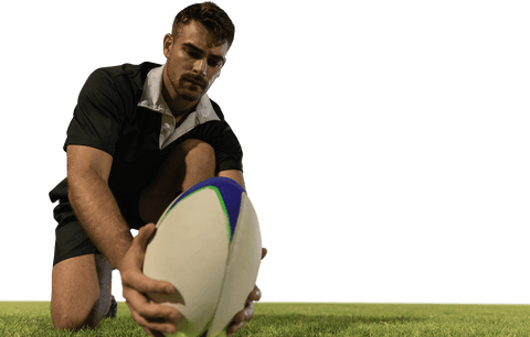 Male Rugby Player Positioning Ball on Field with Transparent Background - Download Free Stock Videos Pikwizard.com