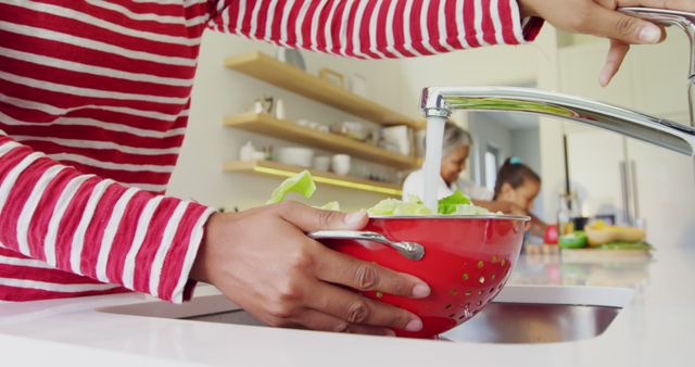 Washing Fresh Vegetables at Kitchen Sink, Healthy Meal Preparation - Download Free Stock Images Pikwizard.com