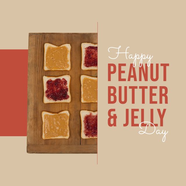 Composition of national peanut butter and jelly day and sandwiches with peanut and jelly. National peanut butter and jelly day and food concept.
