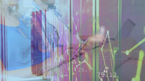 Digital Data Overlays with Young Professional Analyzing Smartphone