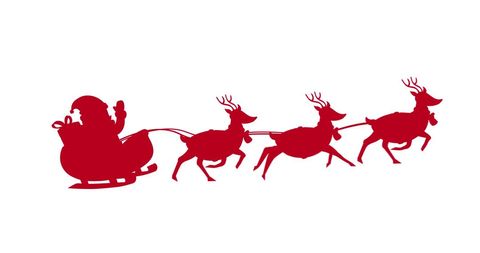 Festive Santa Sleigh Silhouette with Reindeer in Red
