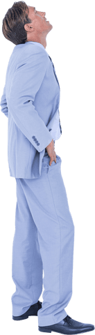 Joyful Caucasian Businessman Looking Up on Transparent Background - Download Free Stock Videos Pikwizard.com
