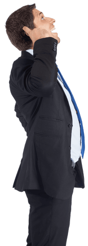 Caucasian Businessman Celebrating on Transparent Background
