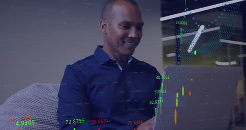 Business Professional Analyzing Stock Market on Laptop