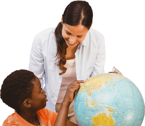 transparent teacher and student exploring globe together - Download Free Stock Videos Pikwizard.com