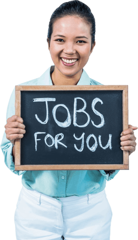 transparent businesswoman holding sign with job offer message - Download Free Stock Videos Pikwizard.com