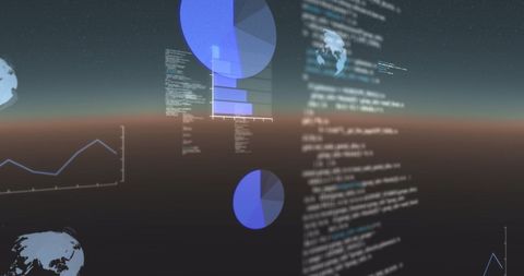 Global Data Processing with Spinning Globes and Digital Statistics - Download Free Stock Images Pikwizard.com