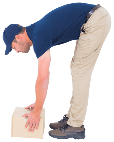 Delivery Man in Uniform Lifting Box in Transparent Environment - Download Free Stock Videos Pikwizard.com