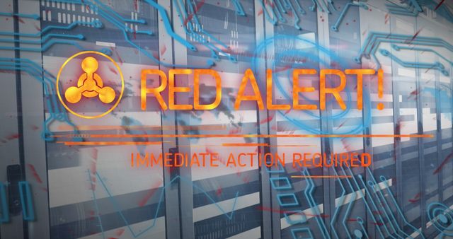 Red Alert Notice in Server Room with Digital Interface, Ukraine Crisis Concept - Download Free Stock Images Pikwizard.com