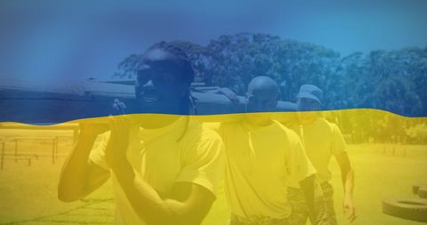 Multiracial Group Exercising Together in Outdoor Park