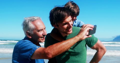 Multi-Generation Family Bonding Beach Selfie