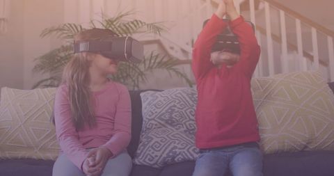 Joyful Siblings Exploring Virtual Reality at Home