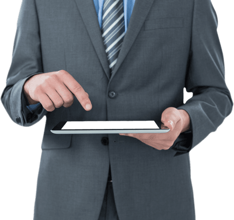 Businessman Interacting with Transparent Tablet for Modern Solutions - Download Free Stock Videos Pikwizard.com