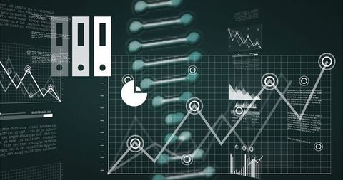 DNA Helix with Data Analytics Digital Interface