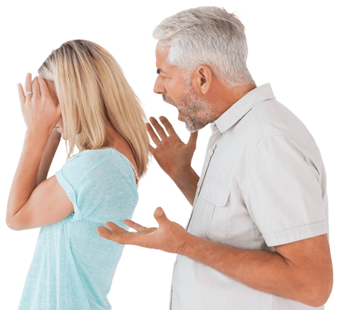 Man Angrily Shouting at Woman Holding Head, Transparent Background - Download Free Stock Videos Pikwizard.com