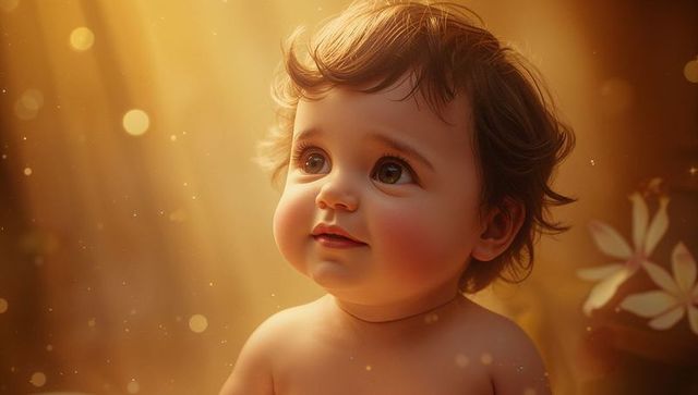 Cherubic Infant with Enchanting Glow and Dreamy Bokeh