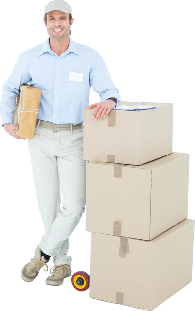 Positive Delivery Worker Transparent Background Parcel Stack - Download Free Stock Videos Pikwizard.com