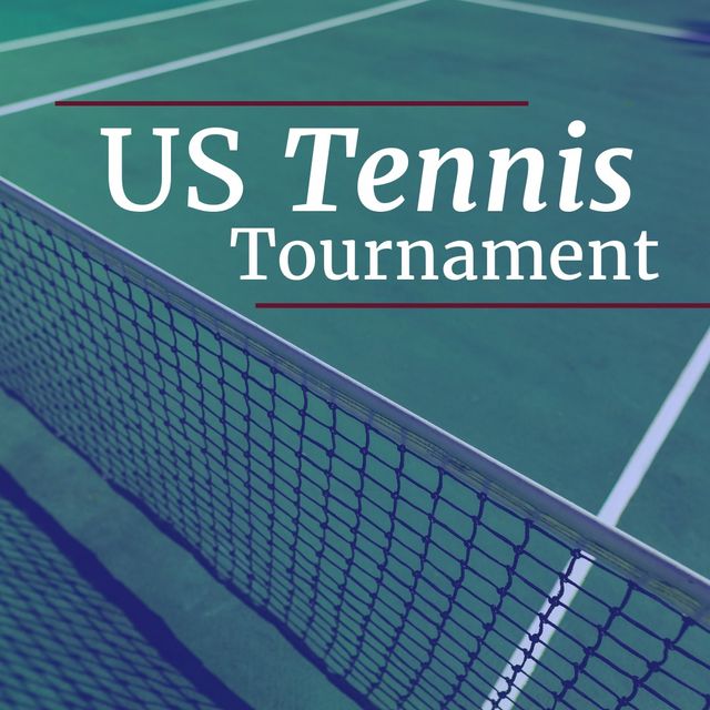 US Tennis Tournament Promotion with Tennis Net and Court - Download Free Stock Templates Pikwizard.com