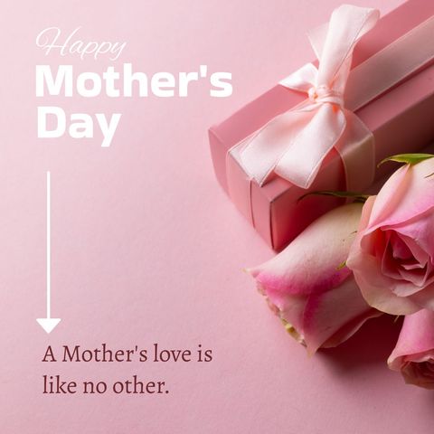 mother's day celebration with gift and pink roses - Download Free Stock Templates Pikwizard.com
