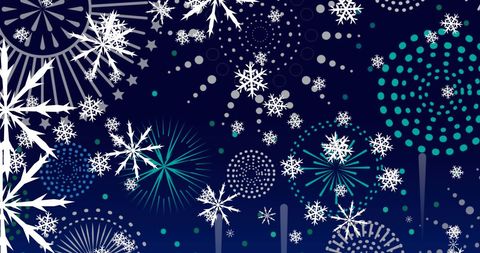 Festive New Year Fireworks and Snowflakes on a Starry Night - Download Free Stock Images Pikwizard.com
