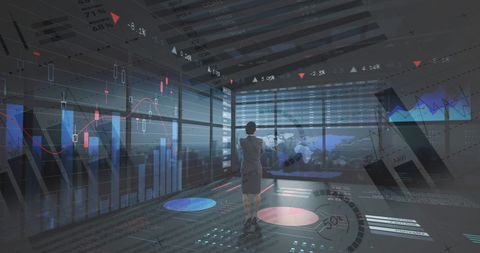 businesswoman analyzing data on futuristic hd screens with holograms - Download Free Stock Images Pikwizard.com