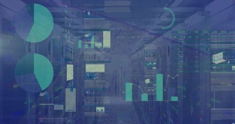 digital data overlays on networked server room technology - Download Free Stock Images Pikwizard.com