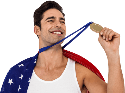 joyful male athlete with american flag and gold medal on transparent background - Download Free Stock Videos Pikwizard.com