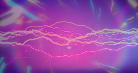 Colorful light trails on vibrant purple background