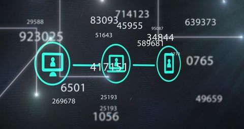 Digital Network of Icons with Dynamic Numbers and Light Trails Background - Download Free Stock Images Pikwizard.com