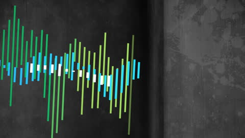 Digital Interface Data Bars Animation on Dark Wall Background