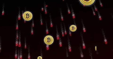 Bitcoin and Binary Code Floating in Dark Digital Space - Download Free Stock Images Pikwizard.com