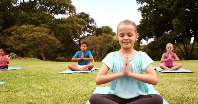 Group of Children Practicing Yoga in Park - Download Free Stock Images Pikwizard.com